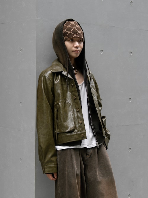 soerte ヴィンテージライクミリタリージャケット Vintage like military short jacket ( fake leather )/ヴィンテージ