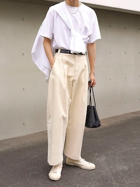 「Graphpaper（グラフペーパー）のアイテム（トップス）」を使った、Ryuさん（メンズ・183cm）の夏コーディネート