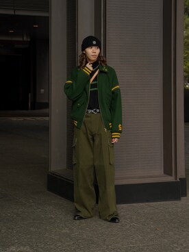 「soerte（ソエルテ）のアイテム（スタジャン）」を使った、Ryuさん（メンズ・183cm）の秋コーディネート