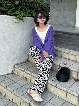 「UNE MANSION（ユヌマンション）のアイテム（ハンドバッグ）」を使った、まゆ❤︎さん（レディース・156cm）の夏コーディネート