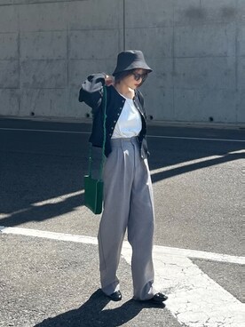 まゆ❤︎さんの「【セットアップ可】テレコリブ リングスナップボタンカーディガン」を使ったコーディネート