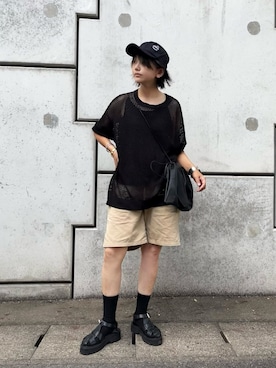 「Honeys（ハニーズ）のアイテム（スウェットパンツ）」を使った、まゆ❤︎さん（レディース・156cm）の夏コーディネート
