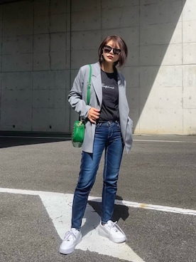 「NIKE（ナイキ）のナイキ エア フォース 1 PLT.AF.ORM ウィメンズシューズ / Nike Air Force 1 PLT.AF.ORM Women's Shoes＜22-29cm 展開＞（スニーカー）」を使った、まゆ❤︎さん（レディース・156cm）の春コーディネート