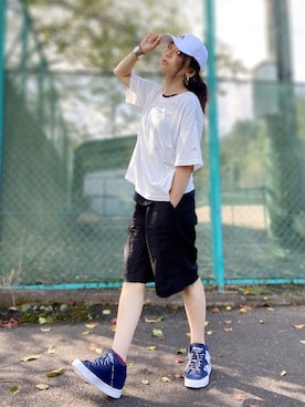 「AmbreNeige」｜「アイテム（帽子）」を使った、まゆ❤︎さん（レディース・156cm）の夏コーディネート