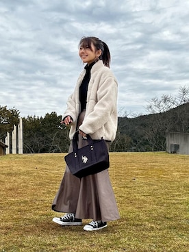 「AmbreNeige」｜「アイテム（ブルゾン）」を使った、まゆ❤︎さん（レディース・156cm）の秋コーディネート