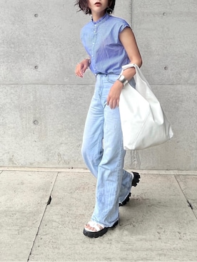 「shopnikoniko（ショップニコニコ）のアイテム（トートバッグ）」を使った、まゆ❤︎さん（レディース・156cm）の夏コーディネート