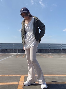 「秋トレンド2021」｜「アイテム（マウンテンパーカー）」を使った、まゆ❤︎さん（レディース・156cm）の秋コーディネート