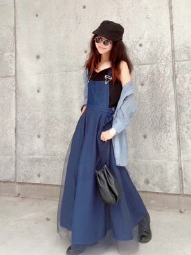 「deux amour（ドゥーザムール）のアイテム（オールインワン・サロペット）」を使った、まゆ❤︎さん（レディース・156cm）の夏コーディネート