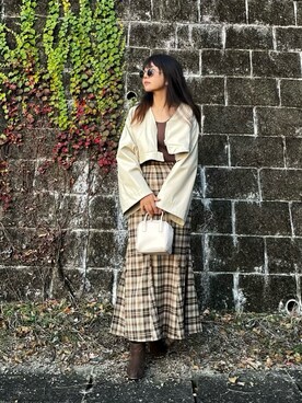「ECRIRE（エクリール）のアイテム（ステンカラーコート）」を使った、まゆ❤︎さん（レディース・156cm）の秋コーディネート