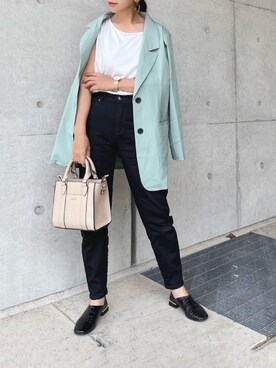 「アイテム（アナログ腕時計、ピンク系）」を使った、まゆ❤︎さん（レディース・156cm）の春コーディネート