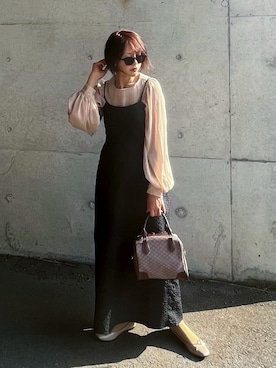 「アイテム（ボストンバッグ）」を使った、まゆ❤︎さん（レディース・156cm）の春コーディネート