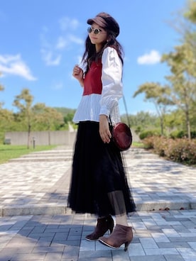 「deux amour（ドゥーザムール）のアイテム（シャツ/ブラウス）」を使った、まゆ❤︎さん（レディース・156cm）の夏コーディネート