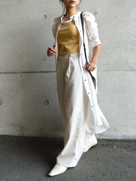 まゆ❤︎さんの「ステッチデザインローヒールVカットマニッシュパンプス」を使ったコーディネート