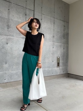 「shopnikoniko（ショップニコニコ）のアイテム（トートバッグ）」を使った、まゆ❤︎さん（レディース・156cm）の夏コーディネート