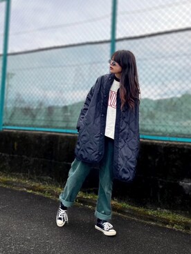 「スウエット」｜「アイテム（モッズコート）」を使った、まゆ❤︎さん（レディース・156cm）の冬コーディネート