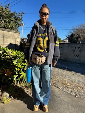 「アイテム（ボディバッグ/ウエストポーチ）」を使った、まなころさん（レディース・160cm・40代）の秋コーディネート