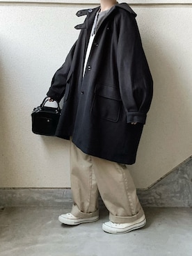 「callautia（カラウティア）のアイテム（ステンカラーコート）」を使った、あやたさん（レディース・152cm）の冬コーディネート