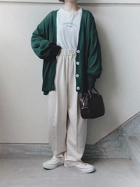 「スウェットギャザーパンツ」｜あやたさん（レディース・152cm）の冬コーディネート