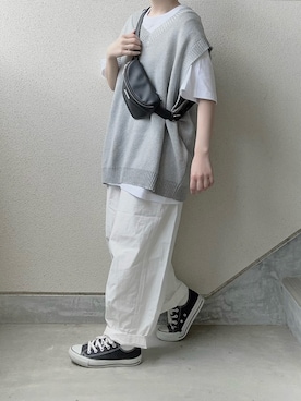 「アイテム（ボディバッグ/ウエストポーチ）」を使った、あやたさん（レディース・152cm）の春コーディネート