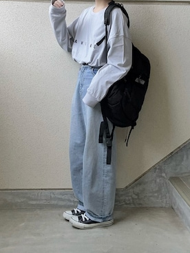 「アイテム（バックパック/リュック）」を使った、あやたさん（レディース・152cm）の春コーディネート