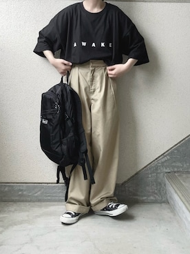 「アイテム（チノパンツ）」を使った、あやたさん（レディース・152cm）の春コーディネート