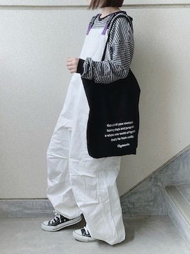 「EDWIN（エドウィン）のアイテム（オールインワン・サロペット）」を使った、あやたさん（レディース・152cm）の夏コーディネート