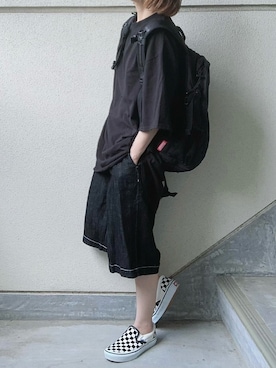 「FORK&SPOON」｜「アイテム（スリッポン）」を使った、あやたさん（レディース・152cm）の夏コーディネート