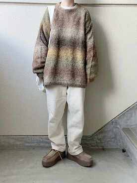 「アイテム（モカシン/デッキシューズ）」を使った、あやたさん（レディース・152cm）の冬コーディネート