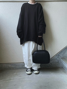 「アイテム（ボストンバッグ）」を使った、あやたさん（レディース・152cm）の冬コーディネート