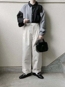 「アイテム（チノパンツ）」を使った、あやたさん（レディース・152cm）の秋コーディネート