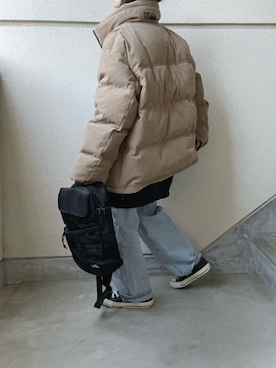 「アイテム（ジャケット/アウター、ベージュ系）」を使った、あやたさん（レディース・152cm）の冬コーディネート