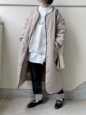 「スクエアトゥ」｜「アイテム（ノーカラーコート）」を使った、あやたさん（レディース・152cm）の秋コーディネート