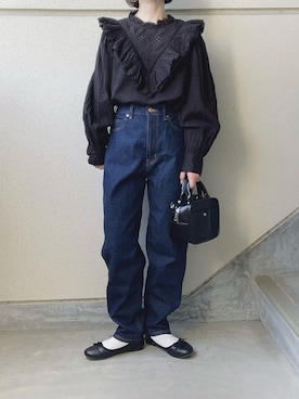 「EDWIN」｜「アイテム（バレエシューズ）」を使った、あやたさん（レディース・152cm）の春コーディネート