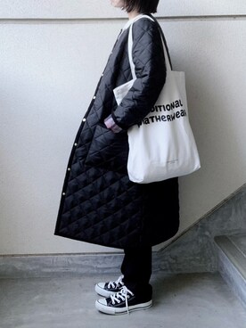 「Traditional Weatherwear」｜「アイテム（ノーカラーコート）」を使った、あやたさん（レディース・152cm）の秋コーディネート