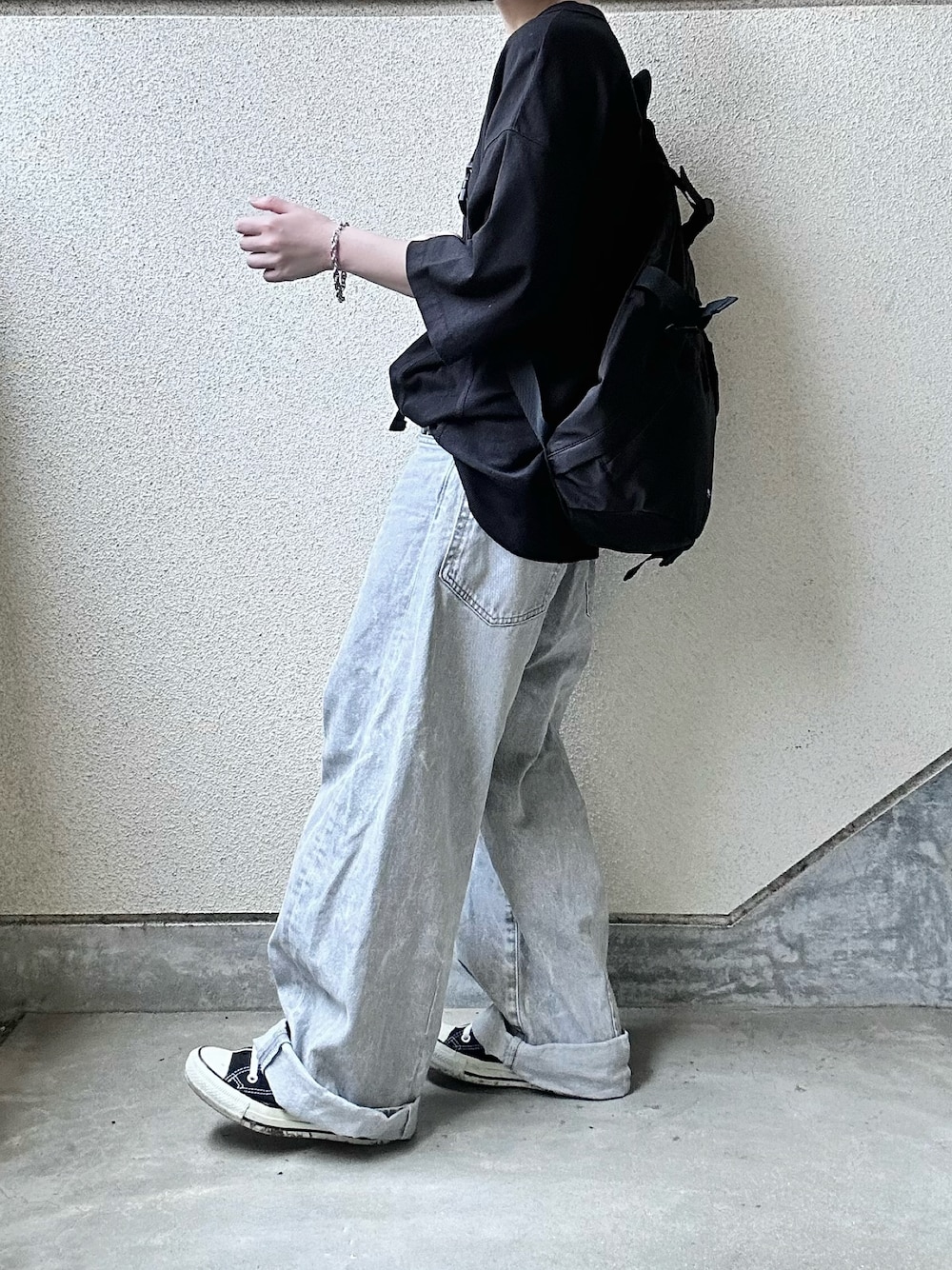 「Starting Overのoriginal chain bracelet（ブレスレット、シルバー系）」を使った、あやたさん（レディース・152cm）の夏コーディネートの1枚目の写真