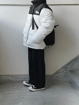 「FIRST DOWN（ファーストダウン）のアイテム」を使った、あやたさん（レディース・152cm）の冬コーディネート