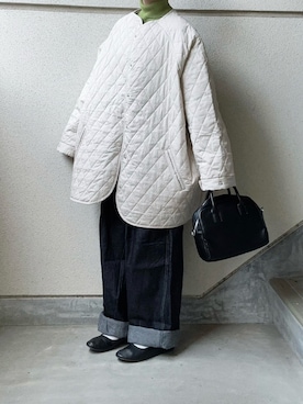 「Libra Cue（リブラ キュー）のアイテム（ノーカラージャケット）」を使った、あやたさん（レディース・152cm）の秋コーディネート