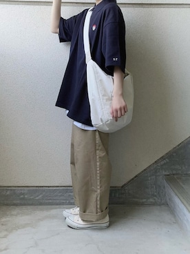 「アイテム（チノパンツ）」を使った、あやたさん（レディース・152cm）の春コーディネート