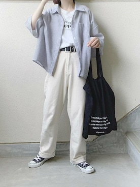 「アイテム（トートバッグ）」を使った、あやたさん（レディース・152cm）の夏コーディネート