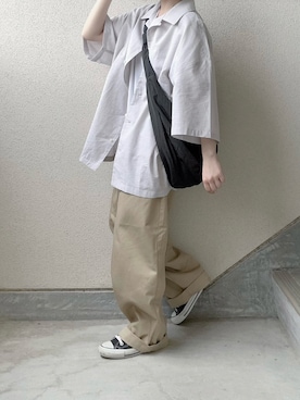 「アイテム（チノパンツ）」を使った、あやたさん（レディース・152cm）の春コーディネート