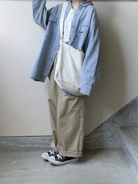 「アイテム（チノパンツ）」を使った、あやたさん（レディース・152cm）の夏コーディネート