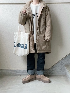 「Java（ジャバ）のアイテム」を使った、あやたさん（レディース・152cm）の冬コーディネート