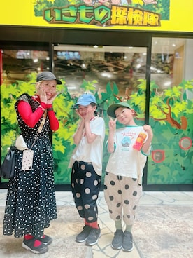 「antiqua（アンティカ）のレトロな雰囲気♪ドット柄サーカスパンツ（その他パンツ）」を使った、yuriaさん（キッズ・110cm・10代）の夏コーディネート