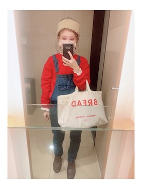 「red」｜「アイテム（帽子）」を使った、yuriaさん（キッズ・110cm）の冬コーディネート
