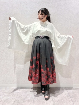 「axes femme（アクシーズファム）の花装飾クラシカルゴムベルト（ベルト、シルバー系）」を使った、axes femmeさん（レディース・165cm）の夏コーディネート