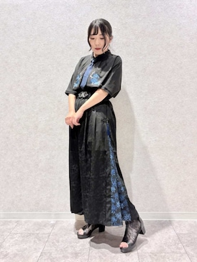 「axes femme（アクシーズファム）の花装飾クラシカルゴムベルト（ベルト、シルバー系）」を使った、axes femmeさん（レディース・165cm）の夏コーディネート