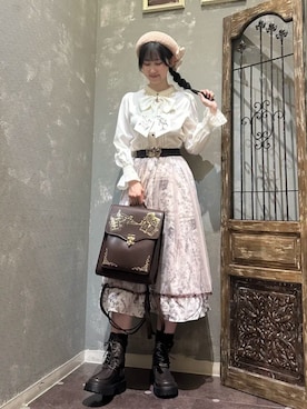 「axes femme（アクシーズファム）のサイドリボンサーモベレー（ハンチング/ベレー帽、ピンク系）」を使った、axes femmeさん（レディース・165cm）の秋コーディネート