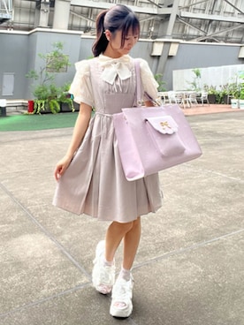 「axes femme POETIQUE（アクシーズファムポエティック）のアイテム（トートバッグ）」を使った、axes femmeさん（レディース・160cm）の夏コーディネート