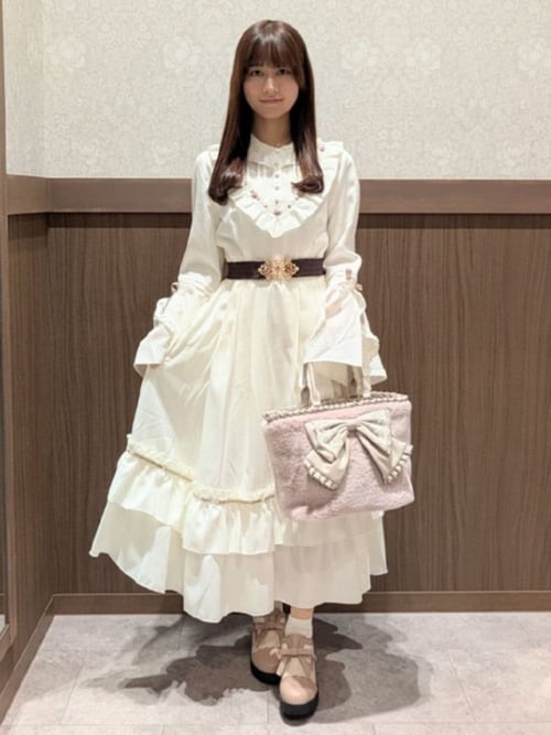 ローズ×リボン姫袖ワンピース（ワンピース）｜axes femme（アクシーズ