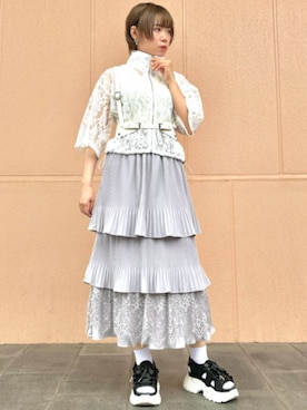 「axes femme POETIQUE（アクシーズファムポエティック）のアイテム（サンダル）」を使った、axes femmeさん（レディース・165cm）の夏コーディネート